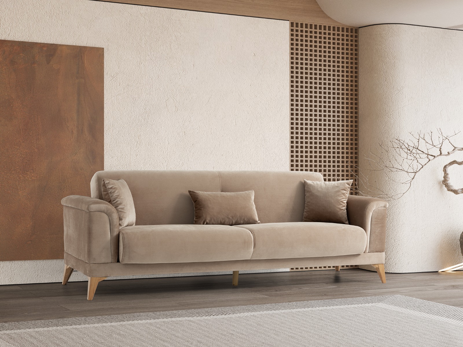 Trend Yatak İkon Modern Lüks Üçlü Kanepe - Estetik Salon Koltuğu - Alternatif Görsel 2